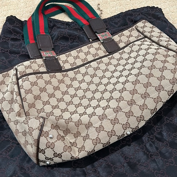 Authentic monogram Gucci tote with dust bag, Euc - Picture 4 of 12
